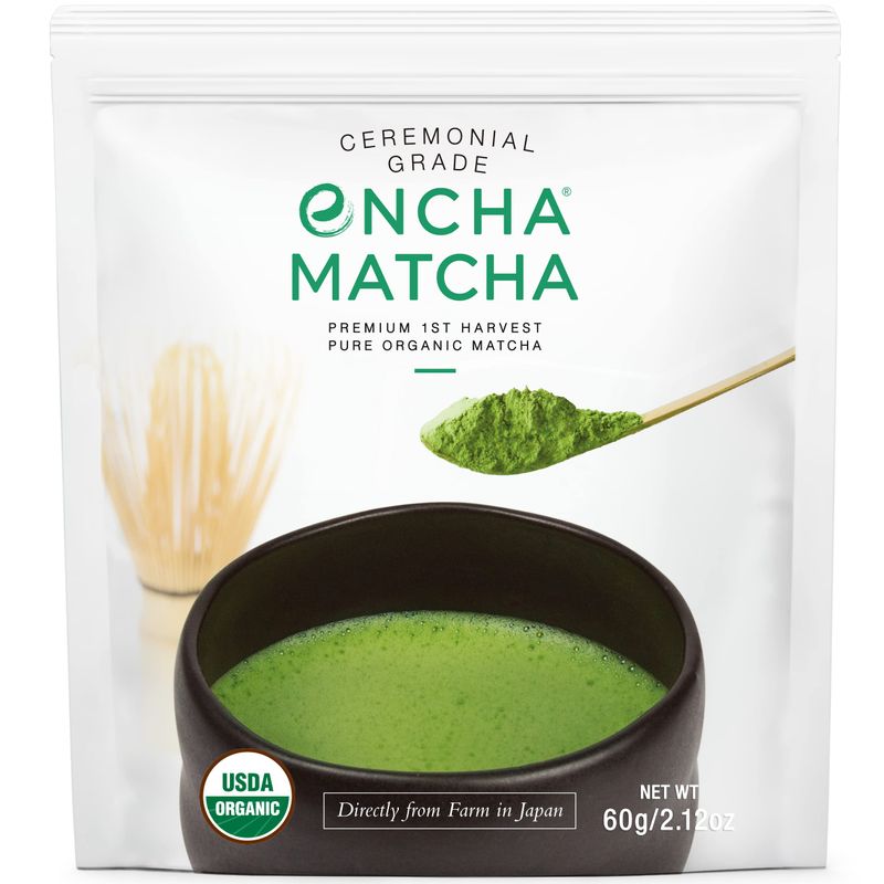 Encha Ceremonial Grade Matcha Powder - First Harvest Organic Japanese Matcha Green Tea Powder, From Uji, Japan (60g/2.12oz)