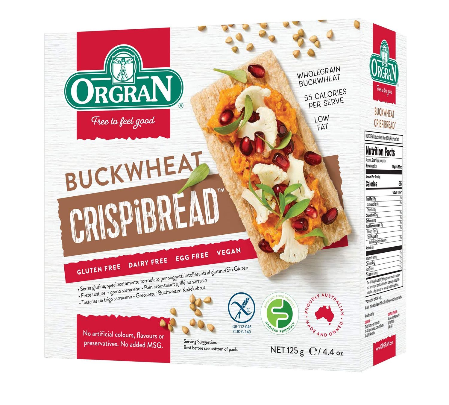 Orgran Gluten Free Toasted Buckwheat Crispibread | Organic Buckwheat Crispbread Vegan friendly made with purity | Egg-Free, Dairy-Free | Low Carb Crisp Bread Suitable for food allergies - Pack of 6