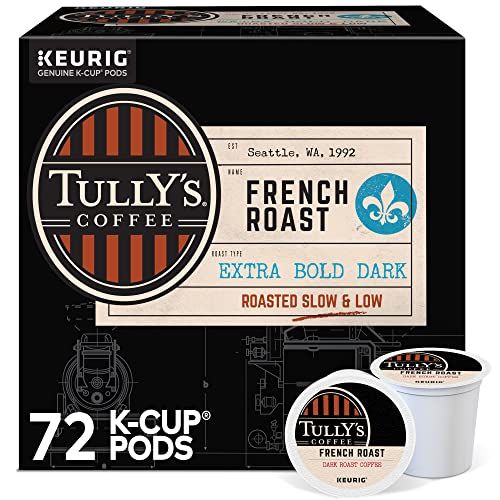 Tully&#39;s Coffee French Roast Keurig Single-Serve K-Cup Pods, Dark Roast Coffee, 72 Count