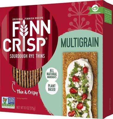 Finn Crisps Multigrain Crispbread 6.1oz | Thin, Crispy Multigrain Flatbread Crackers | Authentic Finnish Sourdough Crispbread | Multigrain Crackers by Finn Crisp [6.1oz/175gr Box]