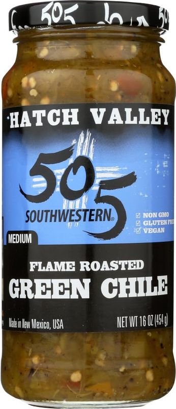 505 Southwestern 16oz Jar (Select Flavor Below) (Diced Flame Roasted Green Chile - Medium) (3-Pack)
