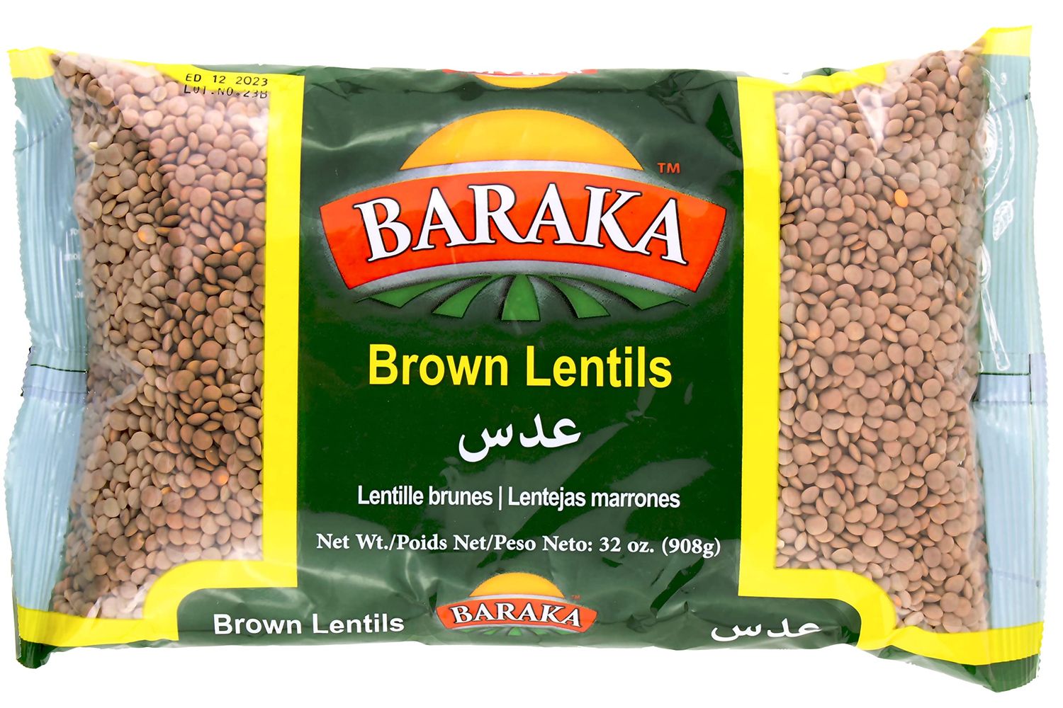 Baraka Dry Brown Lentils for Cooking | Dried All Natural Gluten-Free Quick Cook Lentils, No Preservatives, No Additives, Fiber-Rich Food for Dips, Soups, Pasta, High Protein Vegan Diet (2lb Bag)