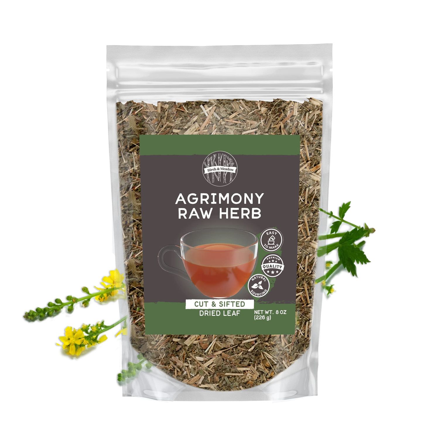 Birch &amp; Meadow 8 oz of Agrimony Raw Herb, No Additives, Herbal Tea