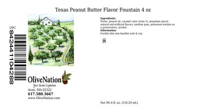 OliveNation Texas Peanut Butter Flavor Fountain, Low Calorie Peanut Butter Flavoring for Beverages &amp; Baking, Kosher, Gluten Free, Sugar-Free - 4 ounces