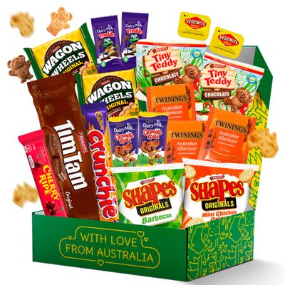 Authentic Australian Snack Gift Box - Tim Tams, Cadbury, Cherry Ripe - Australian Food and Candy - Perfect Australian Gift