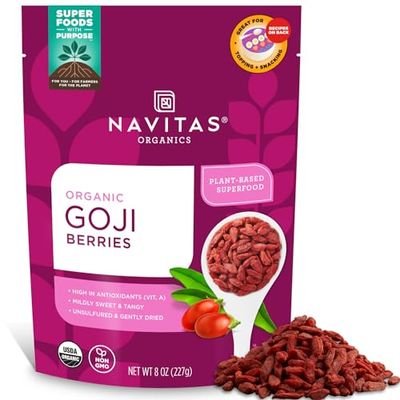 Navitas Organics Goji Berries, 8 oz. Bag, 8 Servings - Organic, Non-GMO, Sun-Dried, Sulfite-Free