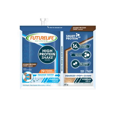 Future Life High Protein Shake | 200g + 60g Dual Shake | Belgium Chocolate | 1 Pack | SmartProtein3D | Casein &amp; Whey Protein | Low GI | Gluten Free | 16g Protein | Convenient &amp; Hygienic |