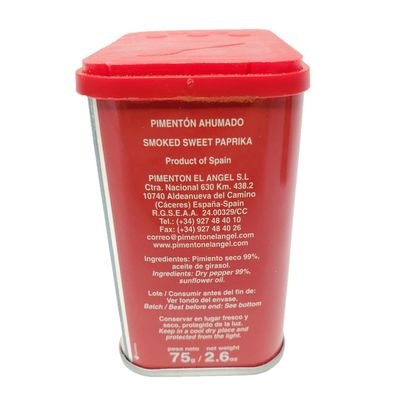 Spanish Smoked Sweet Paprika. El Angel brand since 1880. 1 Tin