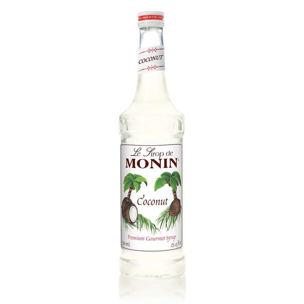 Monin - Coconut Syrup, Creamy Tropical Flavored Syrup, Coffee Syrup, Natural Flavor Drink Mix, Simple Syrup for Coffee, Lemonade, Cocktails, &amp; More, Gluten-Free, Non-GMO, Clean Label (750 ml)