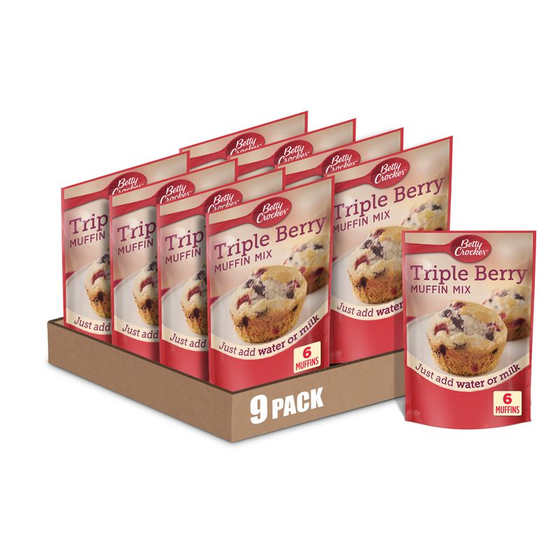 Betty Crocker Triple Berry Muffin Mix, 6.5 oz. (Pack of 9)
