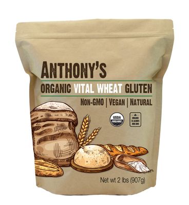 Anthony&#39;s Organic Vital Wheat Gluten, 2 lb, High in Protein, Vegan, Non GMO, Keto Friendly, Low Carb