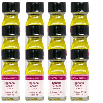 LorAnn Banana Cream SS Flavor, 1 dram bottle (.0125 fl oz - 3.7ml - 1 teaspoon)- 12 pack
