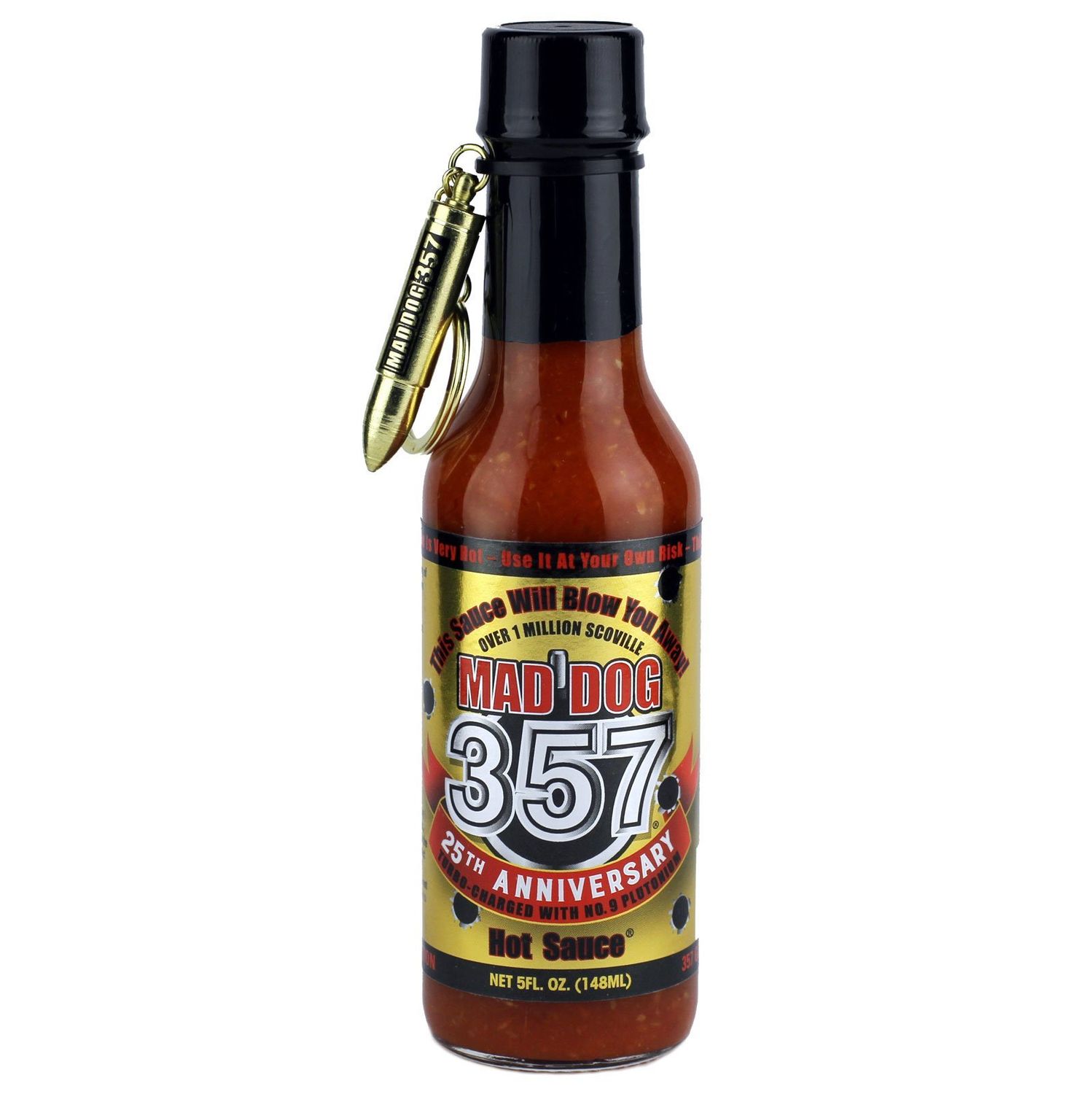 Mad Dog 357 Gold Edition Hot Sauce, Over 1 Million Scoville, Carolina Reaper, Scorpion &amp; Ghost Peppers, Enhanced with No. 9 Plutonium Pepper Extract, 5 oz.