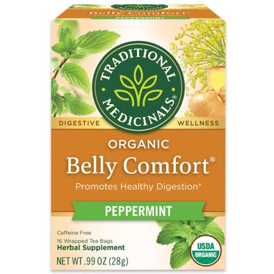 Traditional Medicinals Organic Belly Comfort Peppermint Herbal Tea, Promotes Healthy Digestion, (Pack of 1) - 16 Tea Bags