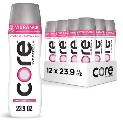 CORE Hydration+ Vibrance, Pink Grapefruit Extract Nutrient Enhanced Water with Vitamin C, Biotin and Zinc, 23.9 Fl Oz Bottle (Pack of 12)