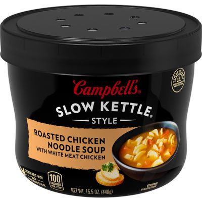 Campbell&#39;s Slow Kettle Style Roasted Chicken Noodle Soup with White Meat Chicken, 15.5 oz. Tub
