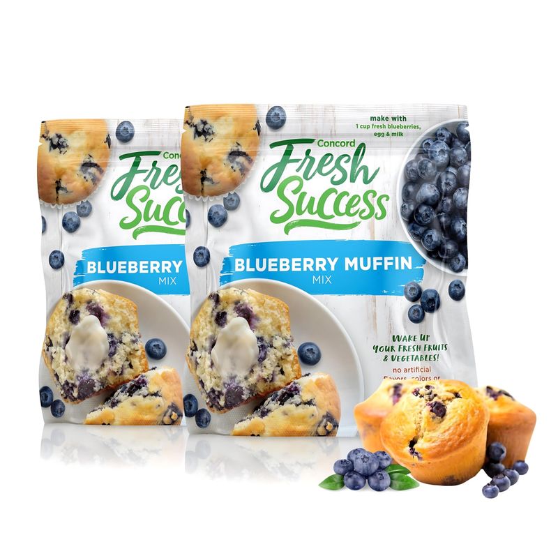 Concord Foods Blueberry Muffin Mix | Easy Bake Bread Mix for Fresh, Delicious Muffins at Home | Made with Natural Flavors &amp; No Preservatives | Ideal for Breakfast, Brunch &amp; Snacks | 15 Oz (Pack of 2)