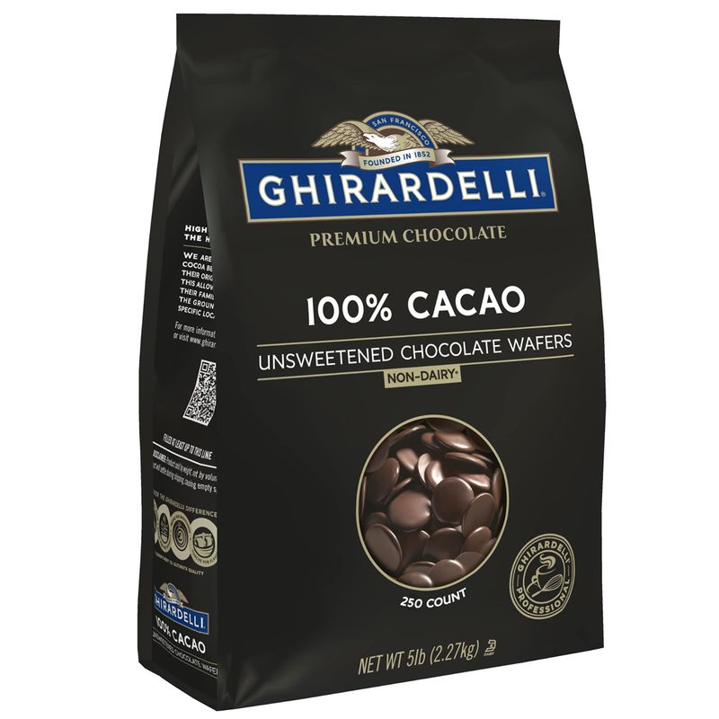 Ghirardelli Chocolate Company 100% Cacao Unsweetened Wafers, 5lb. Bag (Pack of 1)