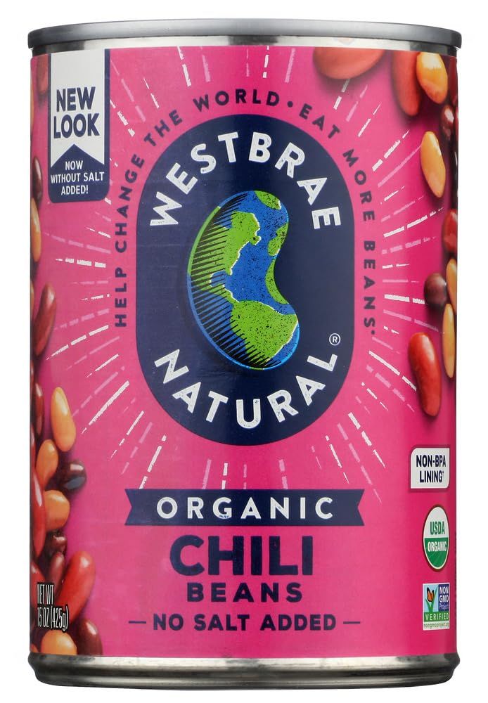 Westbrae Natural Organic Chili Beans, No Salt Added, 15 Oz (Pack of 12)