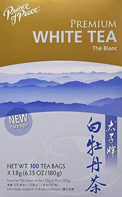 Prince of Peace Premium White Tea, 2 Pack - 100 Tea Bags Each - White Tea Bags - Prince of Peace - White Peony Tea - Camellia Sinensis Tea Bags - Prince of Peace Tea - Premium Grade Tea