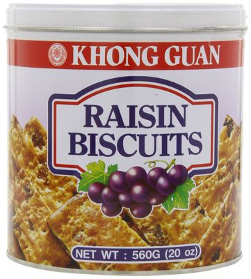 Khong Guan Raisin Biscuits Tin, 20-Ounce (Packaging May Vary)