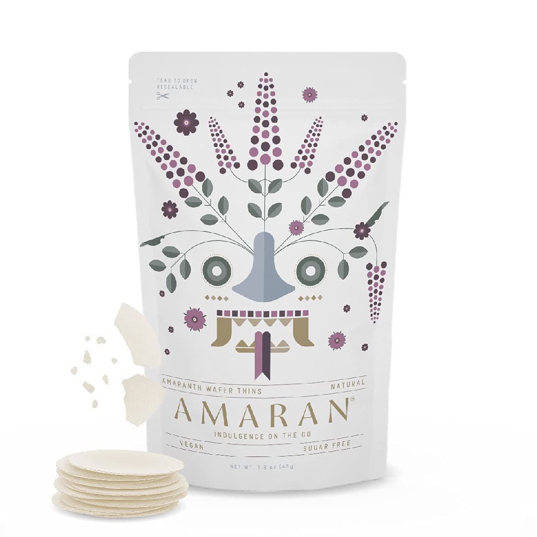 Amaran Amaranth Flour Wafer Thins - Low Calorie Snacks - Healthy Snacks For Adults - Protein Wafers - Gluten Free Vegan Snacks - Obleas de Amaranto (Natural, 12 Pack)