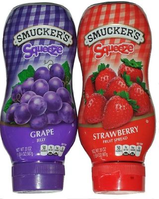 Smucker&#39;s Squeeze Grape Jelly &amp; Strawberry Fruit Spread, 20 oz bottles