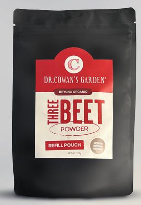 Dr. Cowan&#39;s Garden Three Beet Powder Refill Pouch with Organic Beets: Detroit red, chiogga, and Golden Beets, USA Grown, 50 Servings