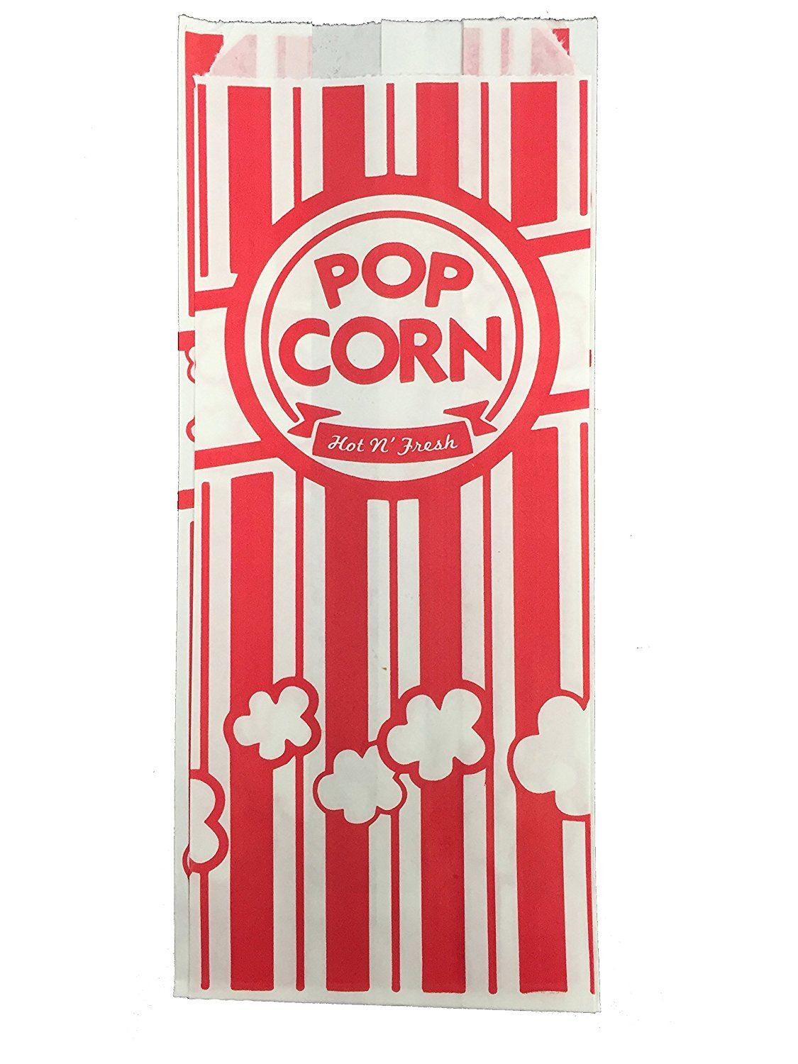 Carnival Style Paper Popcorn Bags, 50 1oz bags, Red &amp; White Striped, Movie Theater Popcorn Bags