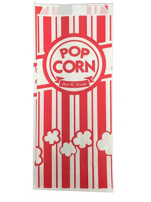 Carnival Style Paper Popcorn Bags, 50 1oz bags, Red &amp; White Striped, Movie Theater Popcorn Bags