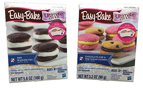 Easy Bake Chocolate Chip &amp; Pink Sugar Cookies and Mini Whoopie Pies - 2 Refill Mix Packs