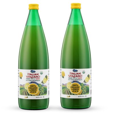 Italian Volcano USDA Organic Lemon Juice 1 Liter Bottle - 2 Pack