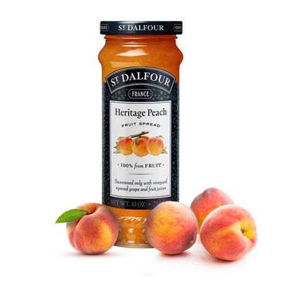 St Dalfour Heritage Peach French Fruit Spread (10 oz) - 100% from Fruit - No Synthetic Nitrates or Nitrites - Naturally Sweetened