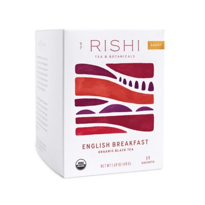 Rishi Tea English Breakfast Tea - Organic Sachet Tea Bags, Energizing &amp; Caffeinated Pure Black Tea, Ideal for Hot or Iced Tea - 15 Count (Pack of 1)