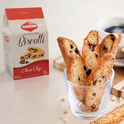 Haddar Gluten Free Chocolate Chip Biscotti, 7 oz, Grain Free, Rich Tasting, Elegant Packaging, Certified Kosher For Passover
