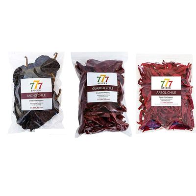 3 Pack Chile Ancho, Chile Guajillo Descolado and Chile de Arbol. Dried Chile Seco Peppers. 12 Oz Total of Authentic Mexican Flavours - Taste Enhancer Mexican Recipes