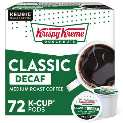 Krispy Kreme Classic Decaf, Single-Serve Keurig K-Cup Pods, Medium Roast Coffee Pods, 72 Count