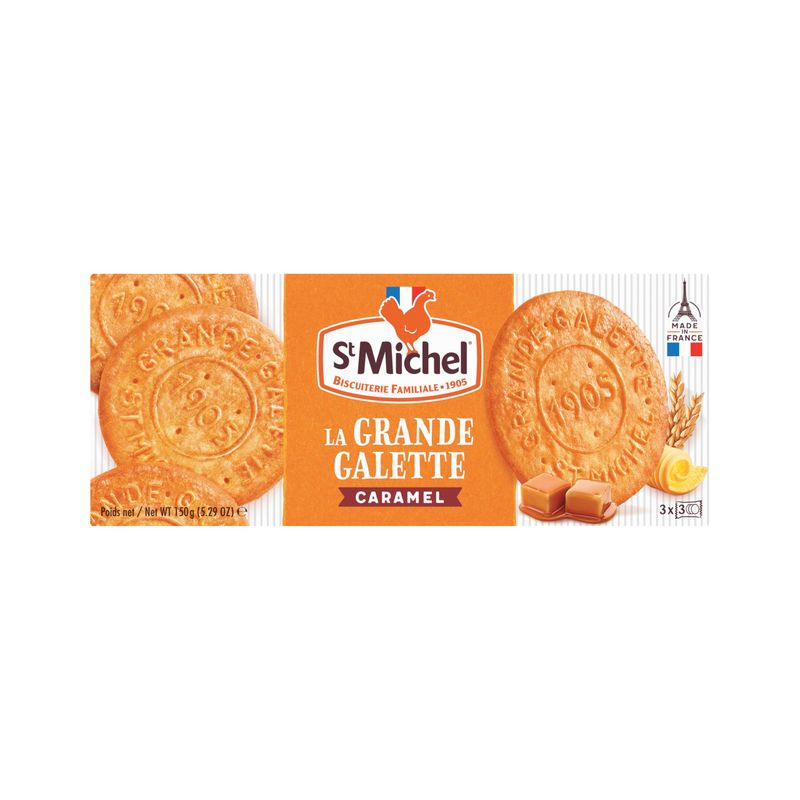 St Michel La Grande Galette Butter Cookies, Caramel, 5.29 Ounce