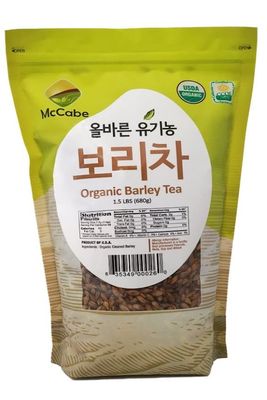 McCabe Organic Barley Tea - Roasted Barley Tea Korean | Whole Grain Korean Barley Tea | Rich with Fiber &amp; Minerals | USDA and CCOF Certified Organic Tea | Product of USA | 1.5 Lbs