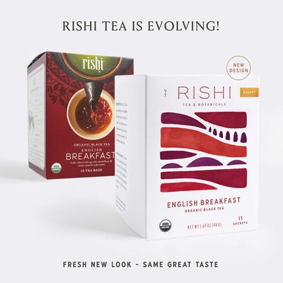 Rishi Tea English Breakfast Tea - Organic Sachet Tea Bags, Energizing &amp; Caffeinated Pure Black Tea, Ideal for Hot or Iced Tea - 15 Count (Pack of 1)