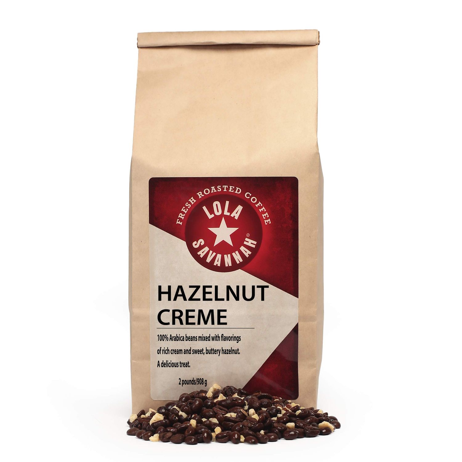 Lola Savannah Hazelnut Crme Whole Bean Caffeinated Coffee, 2lb