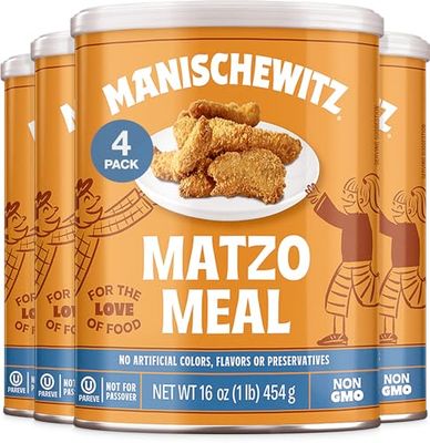 MANISCHEWITZ Matzo Meal Canister, 16-Ounce Tubes (Pack of 4)