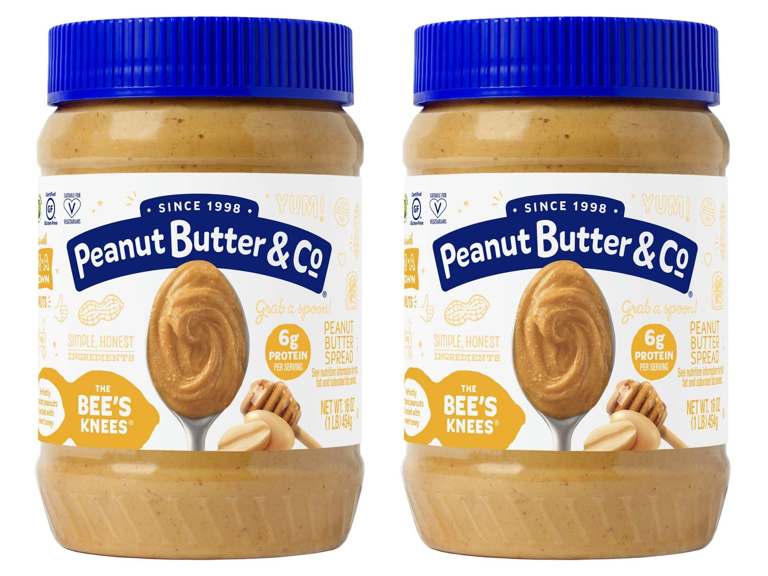 Peanut Butter &amp; Co. The Bees Knees (Honey) Peanut Butter, Gluten Free, 16 Ounce (Pack of 2)