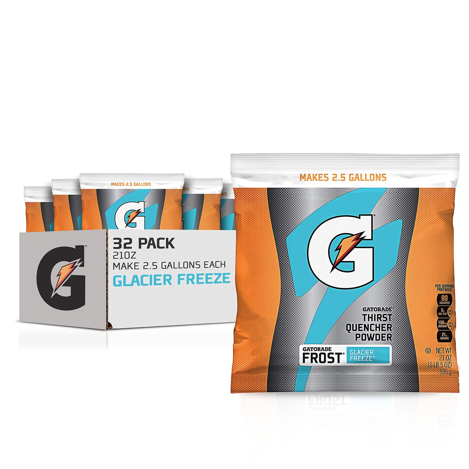 Gatorade Instant Powder, Glacier Freeze, 21 Ounce (Pack of 32)