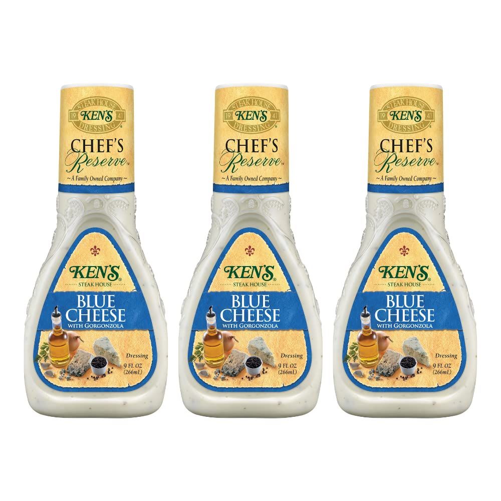 Ken&#39;s Steak House Chef&#39;s Reserve Blue Cheese With Gorgonzola Dressing, 9 Fl Oz. (Pack of 3)
