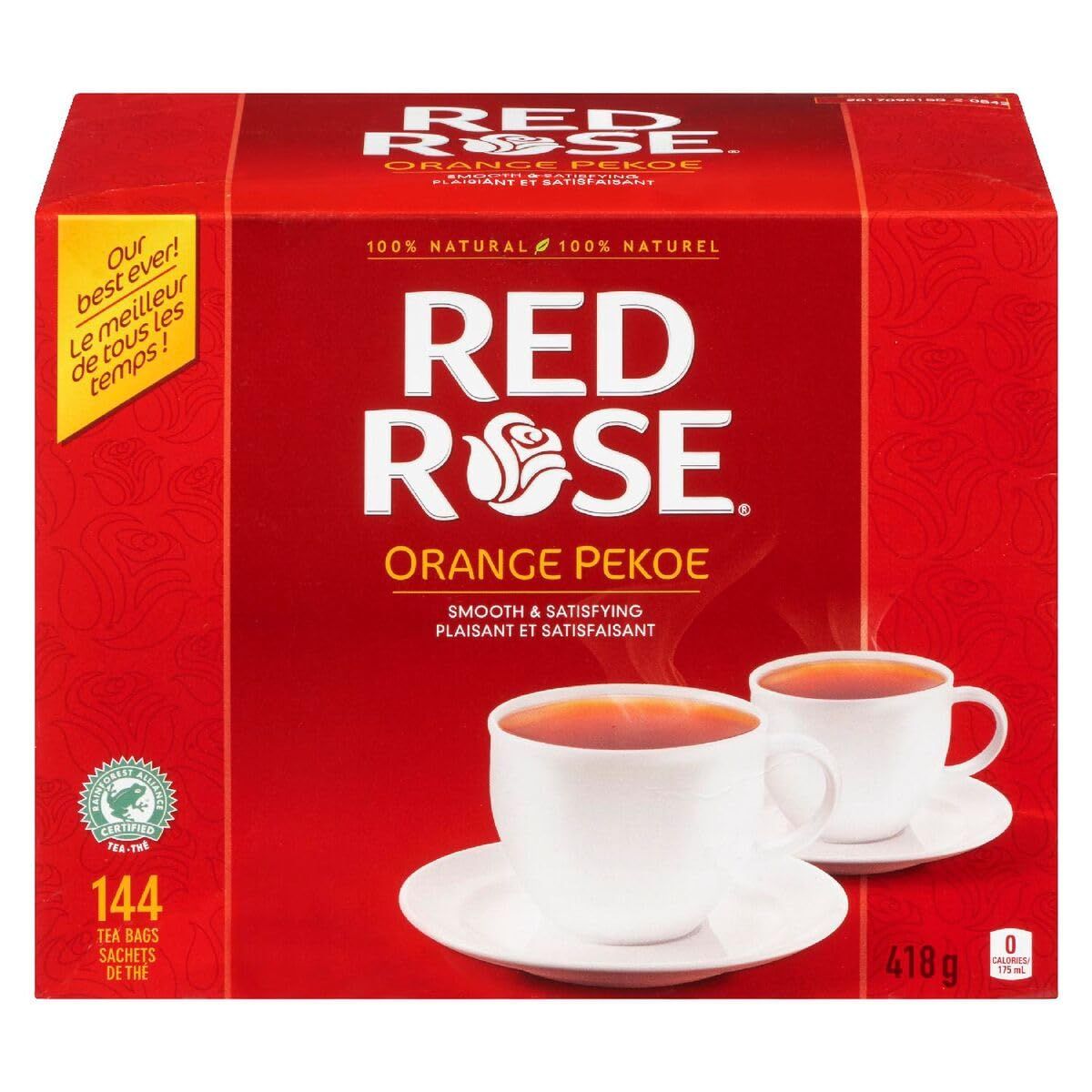 Red Rose Orange Pekoe Tea 418g Box/144 Tea Bags (Imported from Canada)