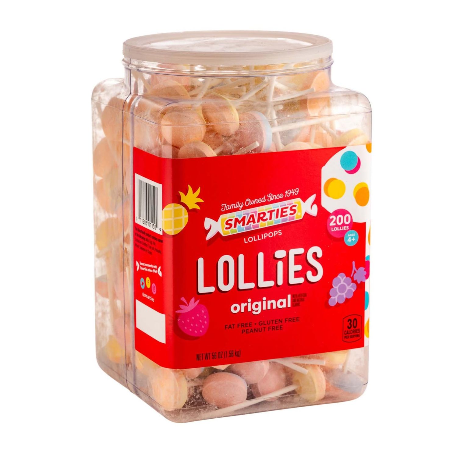 Smarties Double Lollies | Gluten Free, Peanut ,Fat Free Assorted Fruity Flavors, Low Calorie Perfect for Birthdays, Parties Made by US Candy Company Since 1949 - 56 oz 200 Count (Pack of 2)