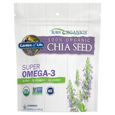 Chia Seeds 100% Organic for Smoothies, Pudding - Raw Organics Whole Seed Foods with Omega 3 Superfood, Fiber, Keto Friendly, Non-GMO, Gluten Free - Garden of Life - Vegan Egg Substitute, 28 Servings