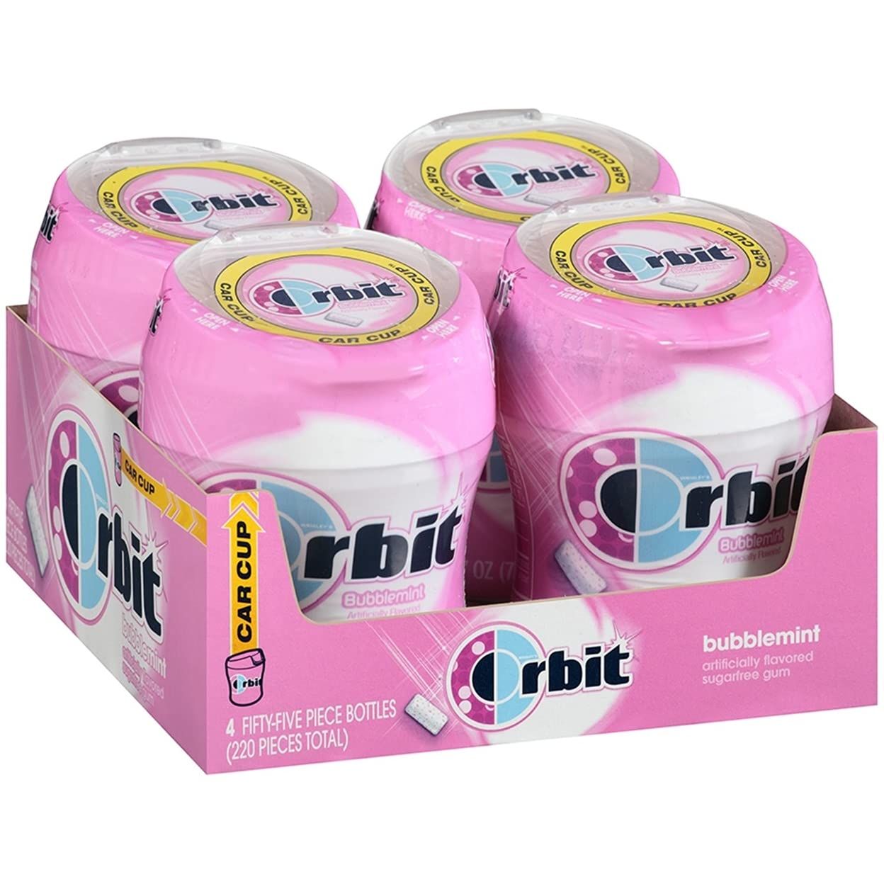 Orbit Bubble Gum Cups, Bubble Mint, 55 pieces bottle, 4-Count