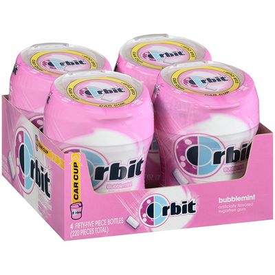 Orbit Bubble Gum Cups, Bubble Mint, 55 pieces bottle, 4-Count